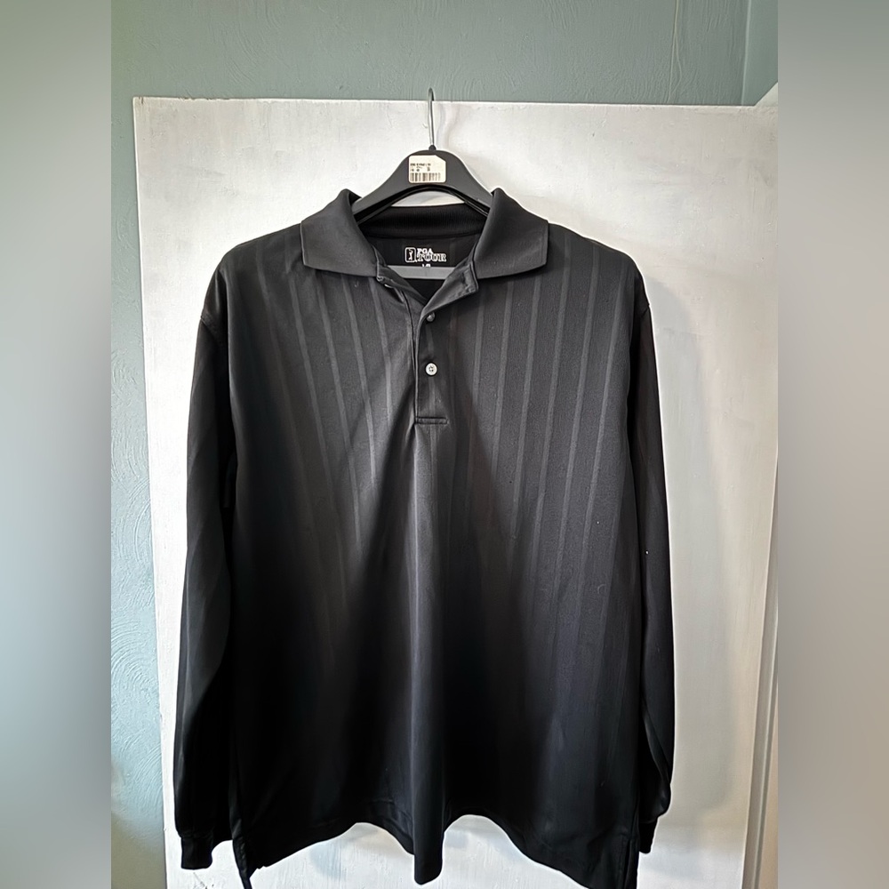Men's Black PGA Tour Long Sleeve golf shirt